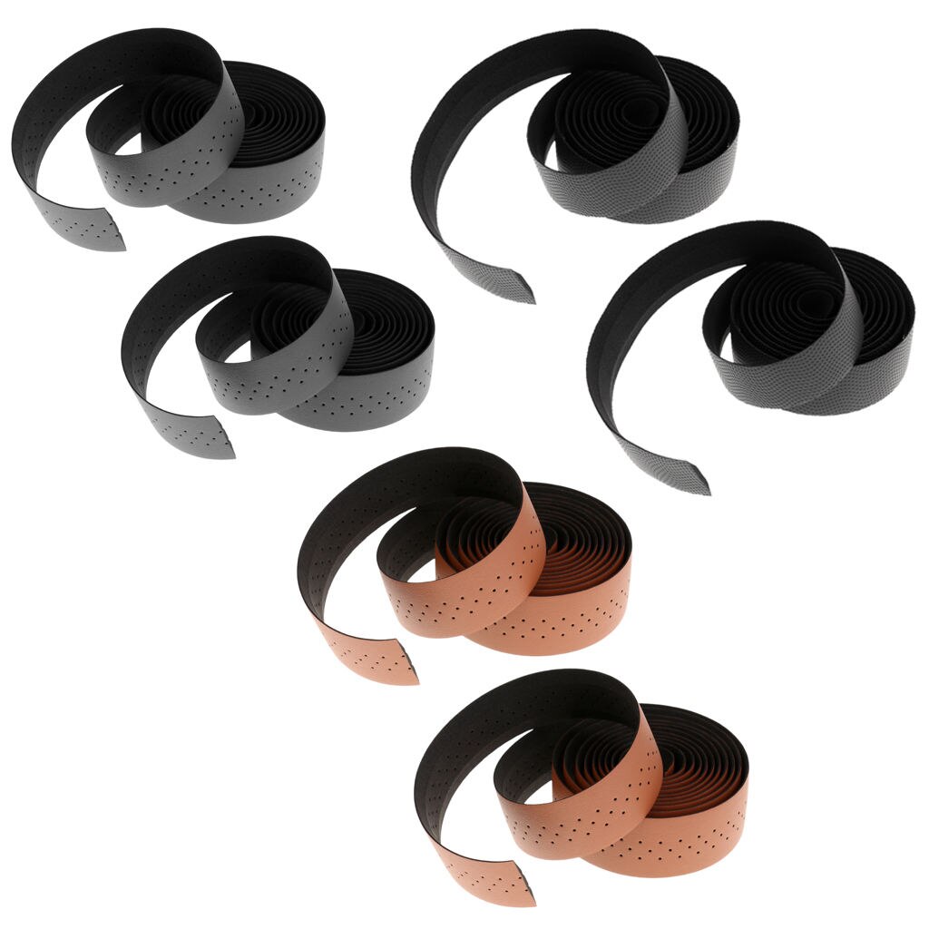 1 Paar Fiets Stuurlint Wrap Pu Leer Eva Antislip Schokbestendig Band + 2 Bar End Plugs