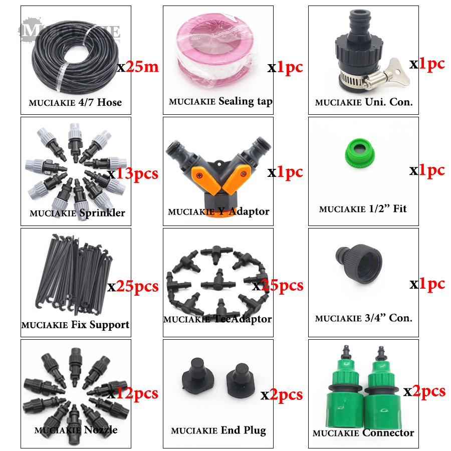 MUCIAKIE 30 M 25 M 20 15 10 M Garten Beschlagen Sprinkler Bewässerung System Bewässerung Bausätze mit Einstellbare Nebel sprühen tropf Stecker: ExAB310CL