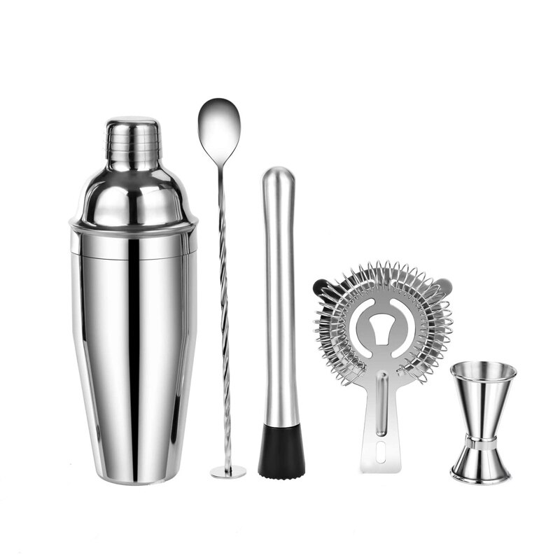 550ml Cocktail Shaker Bar Set con Accessori-Martini Kit con Misurazione Jigger, Cucchiaio di Miscelazione, muddler e Liquore Versatori: 5pcs B