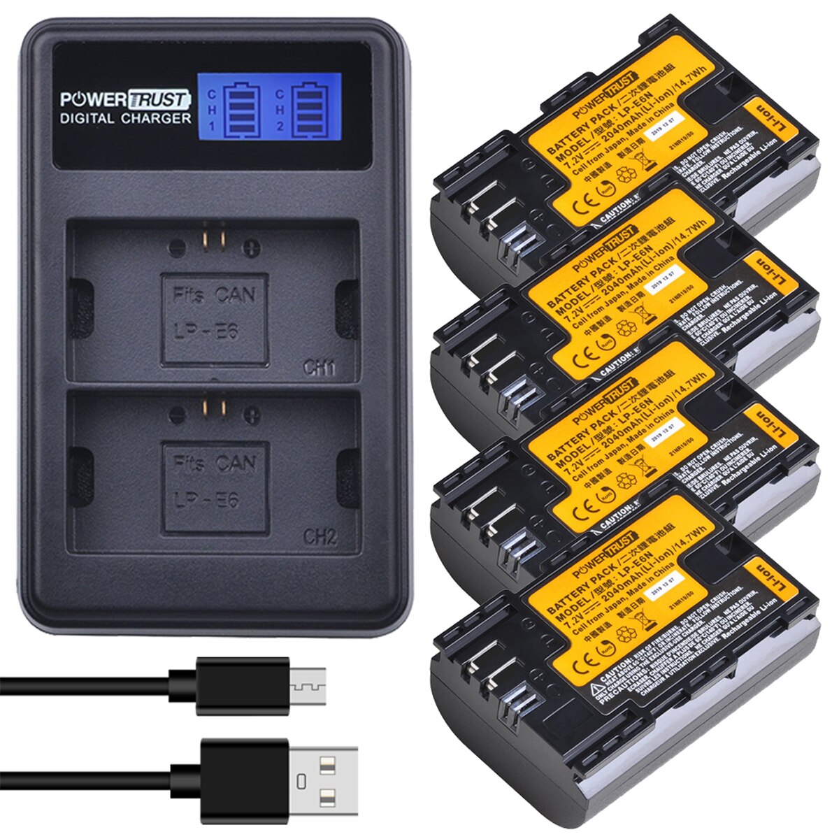 LP-E6 LPE6 LP-E6N Batterij Japan Mobiele + Lcd Usb Lader Voor Canon Eos 5D Mark Ii, ds Mark Iii, 5D Mark Iv, 5DS, 5DS R, 6D, 7D, 7D: 4Battery and Charger