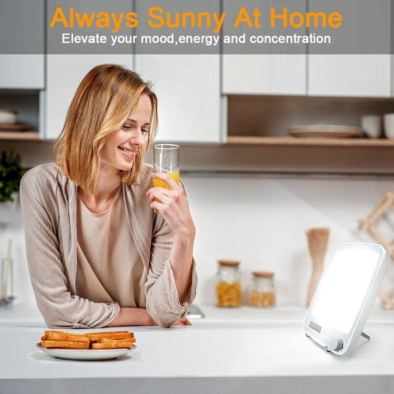 Lampe de luminothérapie, lampe de thérapie de LED sans UV 10,000 LUX, réveil de lumière de réveil de lumière d'énergie et prise de Snooze EU