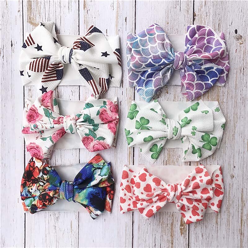 Diadema ancha con lazo grande para niña, turbante con estampado de lazo, cintas para el pelo para bebé, envolturas para la cabeza para niña, accesorios para el cabello