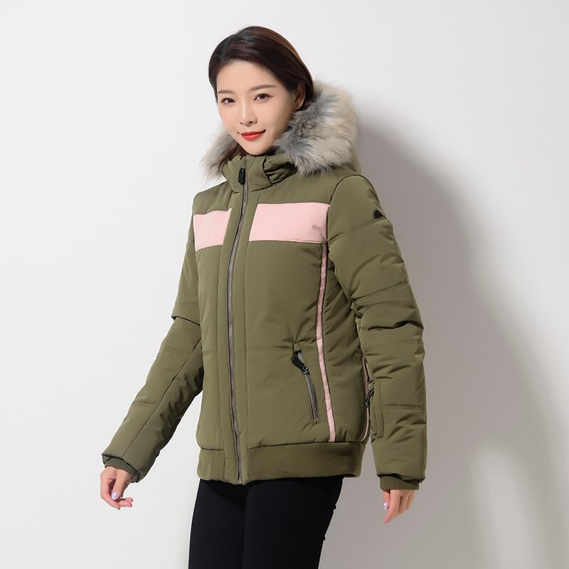 Thickened Camping Hiking Jacket Women Nylon Windbreaker Waterproof Coat Outdoor Mountaineering Parka Hooded Pullover Sport Suits: Green
