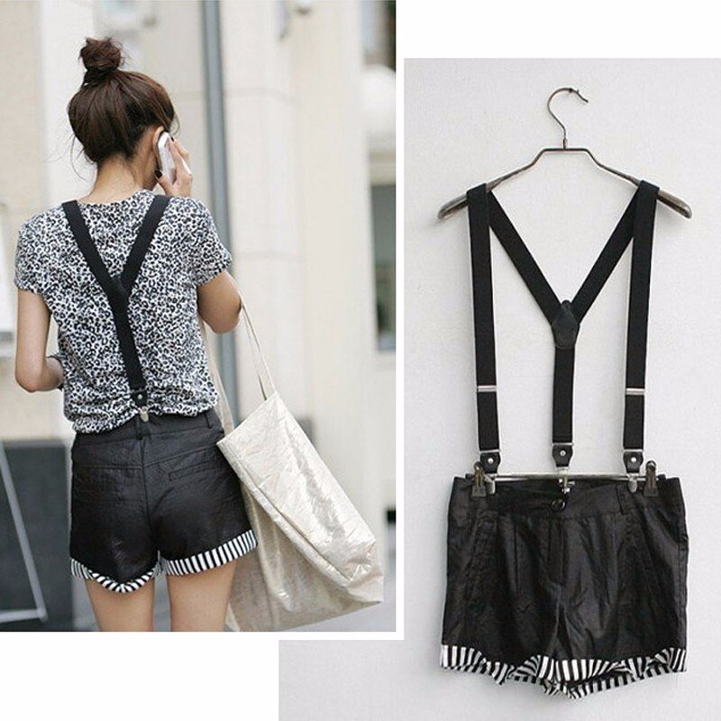 Mens Womens Unisex Clip-on Suspenders Black Elastic Y-Shape Adjustable Braces Jeans Trousers Novelty Clothing Accessories