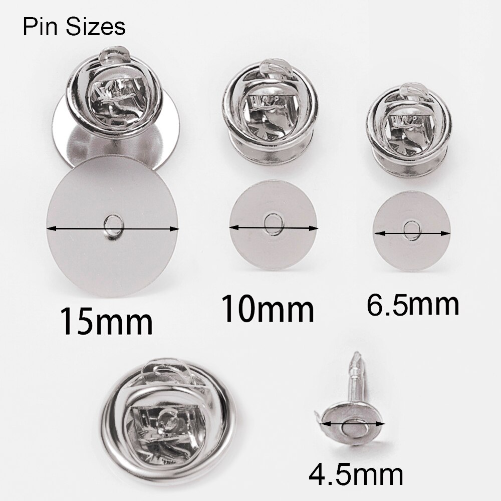 50Sets Pins Caps Button Butterfly Clasp Pin Back Squeeze Badge Holder Brooch Clutch Nail Tie Stoppers for DIY Jewelry Findings: L / Black