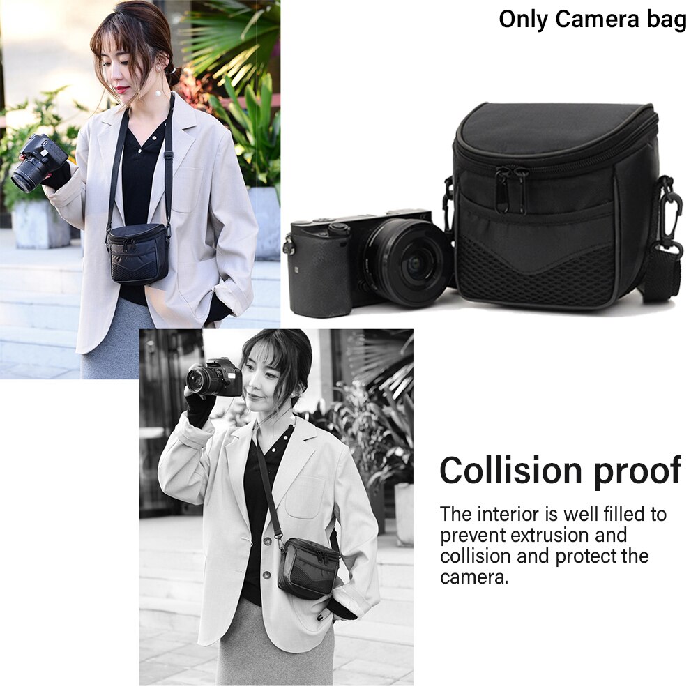 Sac à Double fermeture éclair pour appareil photo, petit sac léger pour éviter les collisions, solide, étanche, sangle réglable, étui de rangement extérieur