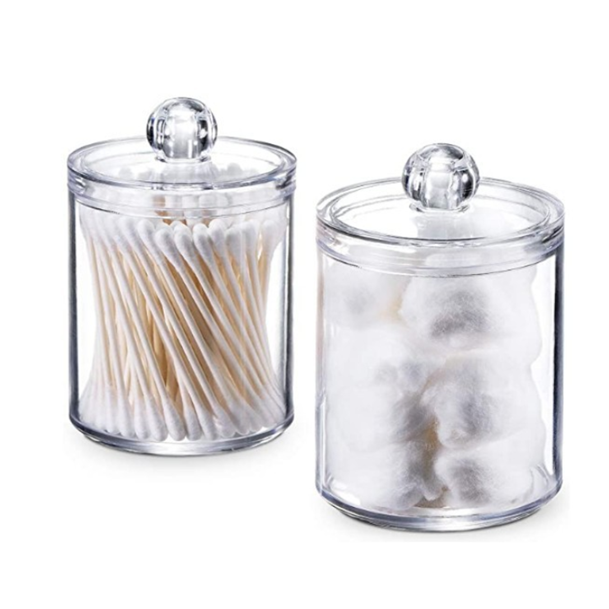 Acrylic Swab Cotton Storage High Case Boxes Bathroom Storage Canister Clear Plastic Acrylic Jar For Cotton Ball Swab