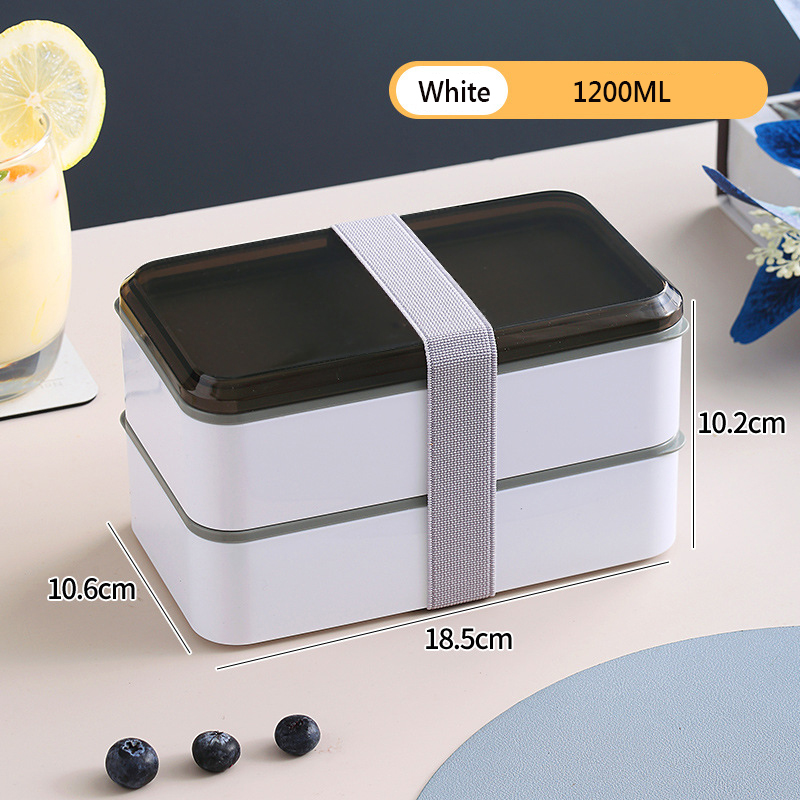 Portable Lunch Box Set Picnic Japanese Snack Bento Box Women Kitchen Food Storage Containers Office Worker Microwave Tableware: 2 Layer White 1200ML