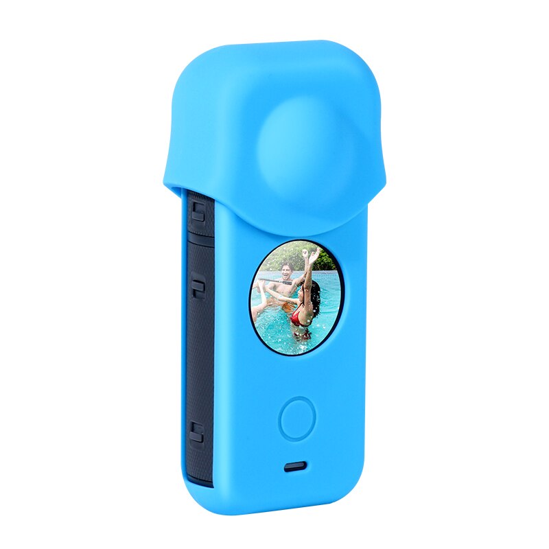 Insta360 um x2 lente guardas câmera de armazenamento de proteção saco tampa da lente para insta 360 um x2 acessórios: Cor azul