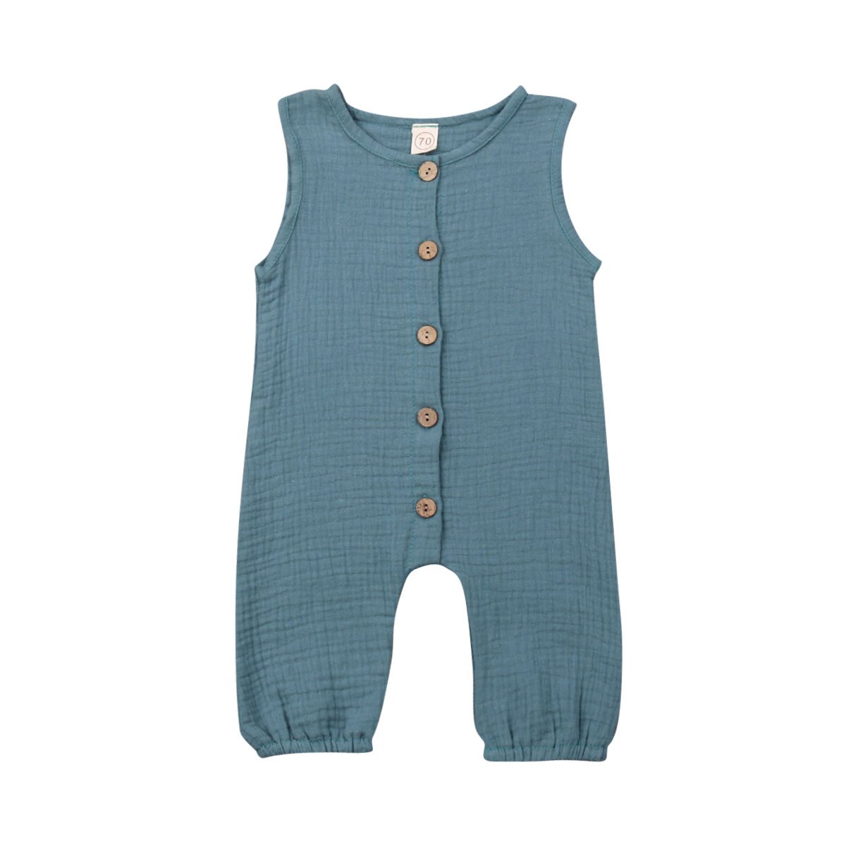 Stijl Pasgeboren Baby Meisjes Jongens Knop Mouwloze Schattige Romper Zomer Jumpsuit Outfits Kleding 6-24Months: Blauw / 18m