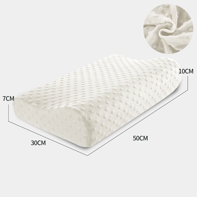 Almohadas de espuma viscoelástica de fibra de bambú, almohada ortopédica para dormir de lado, espalda, estómago, para la salud, terapia Cervical: White / 50x30cm