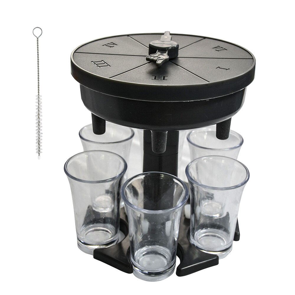 Verbeterde 6 Borrelglas Dispenser Fles Schoten Whisky Glazen Houder Dispenser Met Draaitafel Thuis Bar Party Games Drinken Tool: Black set
