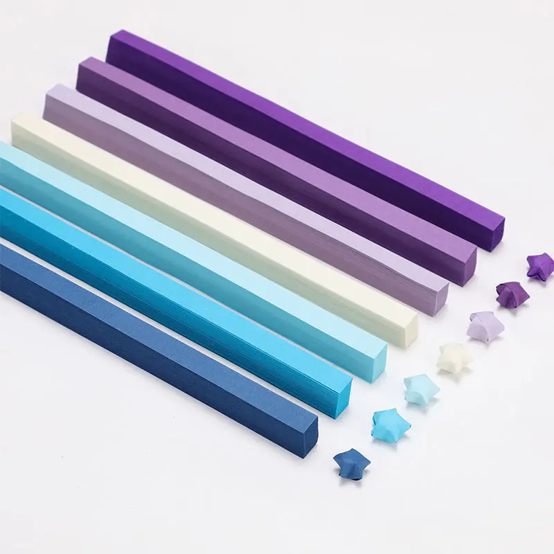 540 hojas de papel de Origami Stars, tiras de estrellas coloridas de la suerte de doble cara, 27 colores, papel plegable decorativo para suministros de manualidades: Azul oscuro