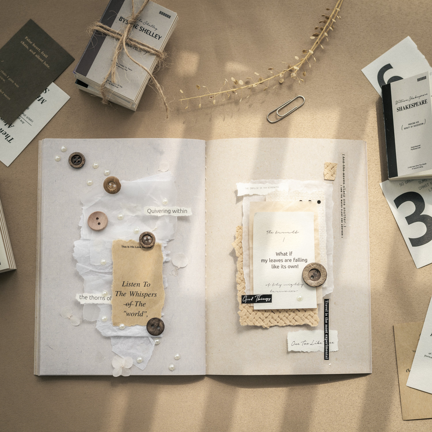 Yoofun-Mini libro de poemas , 100 hojas, Vintage, bonitos blocs de notas, álbum de recortes, Collage, diario basura, papeles de Material de decoración