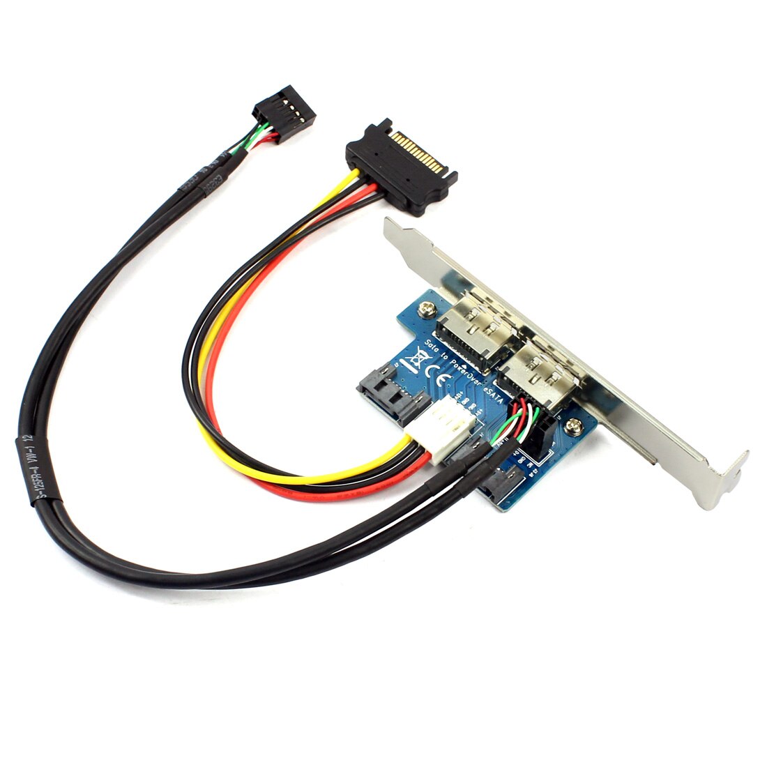 Dual Port SATA to 5V 12V Power Over ESATA USB Port Adapter Convert Expansion Converter Card Connect to 2.5" 3.5" Hard Disk