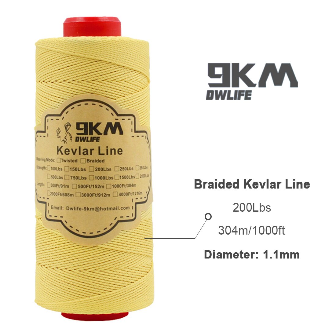 40lb-5000lb Kevlar Kite Line String for Fishing Assist Cord Kite Flying Outdoor Camping Tent Cord Low-stretch Cut-resistance: 200lb 1000ft Braid