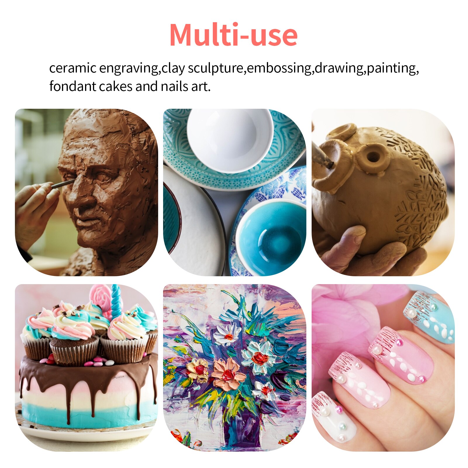 25pcs Polymer Clay Tools Modeling Clay Sculpting Tools Kit Ceramic Pottery Carving Tools Including Double Ended Dotting Tools