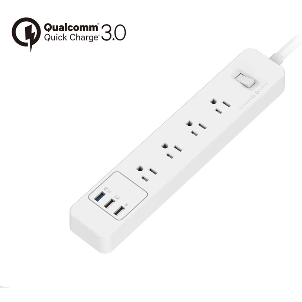 Meerdere Power Strip Surge Protector 3/4/5/6 Manier Ac Outlets Amerikaanse Stopcontacten Met Usb qc 3.0 Quick Charger 1.5 M Verlengsnoer: 4 OUTLTES