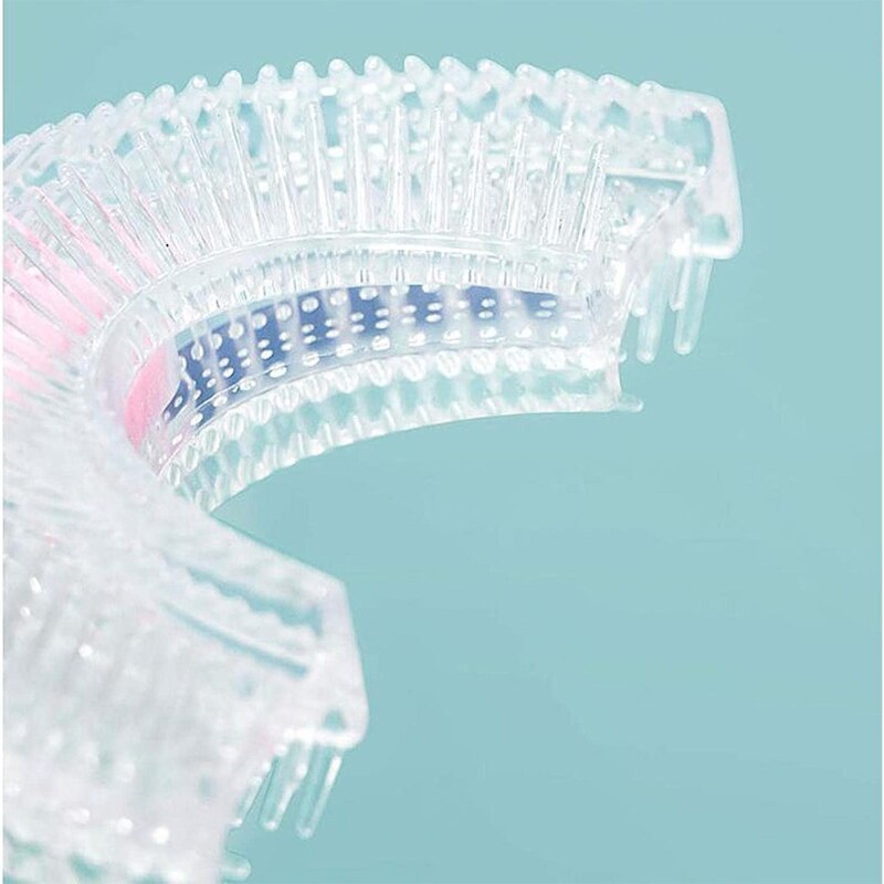 2 pezzi per bambini a forma di U spazzolino da denti in Silicone per la pulizia dei denti spazzole per denti a bocca intera 360 ° denti orali puliti per 6-12 anni