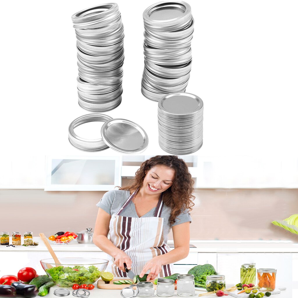 24PCS Canning Lids Leak free Regular Mouth Mason Canning Lids + Rings, Tinplate Lids for Mason Jar Regular Mouth