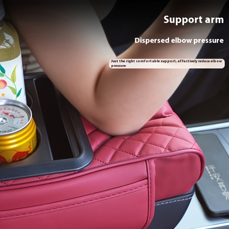 Universal Car Armrest Box Heightener Pad - Multifunctional Extended Auto Center Console Cushion with Built-in Tissue Box for Enh