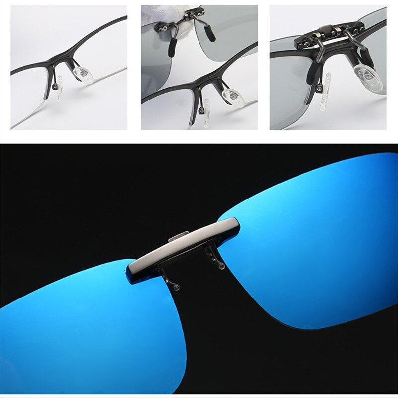 UV400 Lens Clips On Sun Glasses Driving Night Vision Lens Sun Glasses Cool Polarized Mirrored Male Anti-UVA For Men Women Descr