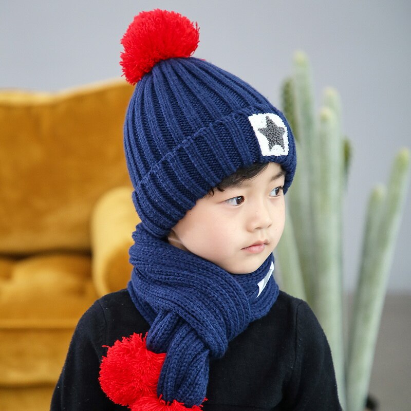 Children Knitted Hats & Scarves Sets Hailball Beanies Knit Kids Winter 2 Pcs Set Winter Hats For Children Hat Winter