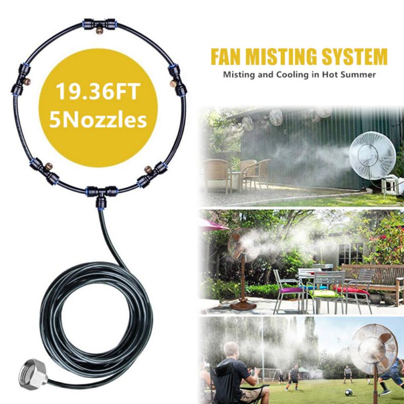 Outdoor Misting Cooling System Kit For Greenhouse Garden Patio Fan Waterring Irrigation Mister Line 6M System