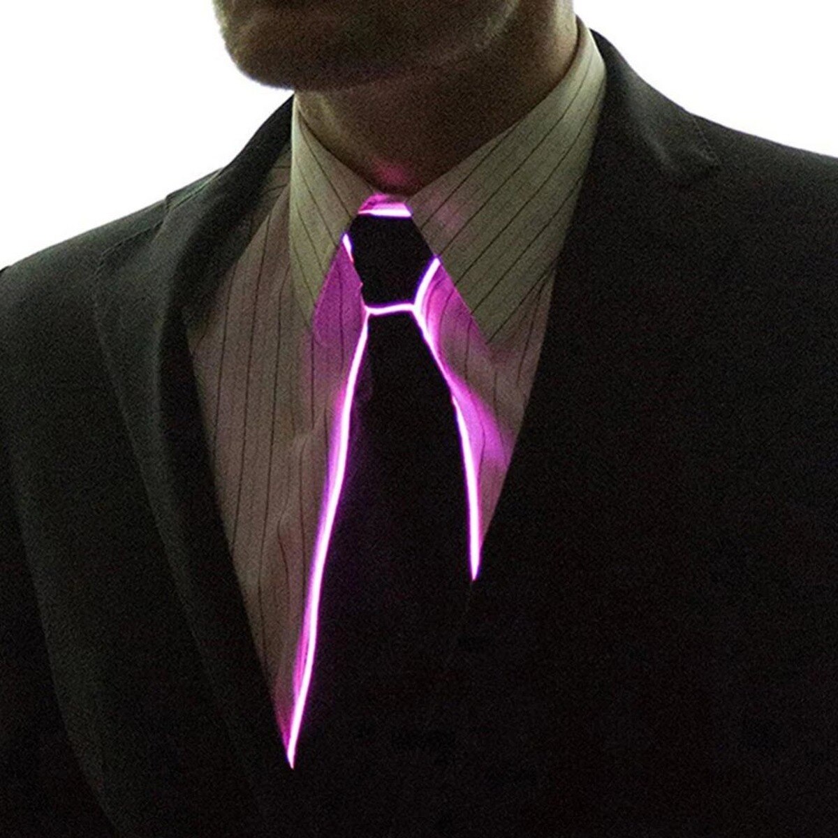 EL Luminous Necktie Glowing Fanny Flashing Ties Novelty Necktie for Men LED Light Up Ties Halloween Party Costume Accessory