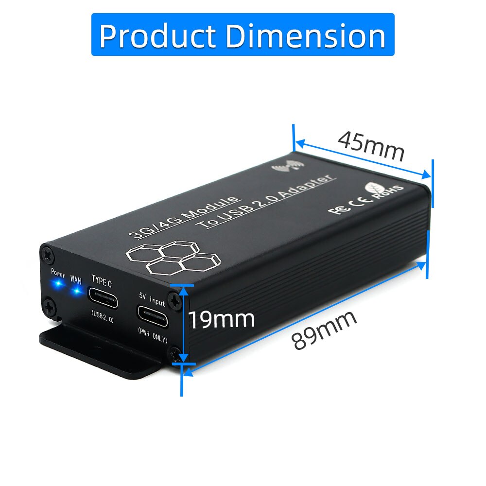 Mini PCIE to USB Wifi Adapter USB2.0 to TYPE C Cable SIM Card Slot 5V Auxiliary Power Support WWAN/LTE/GSM/GPS/HSPA/3G/4G Module