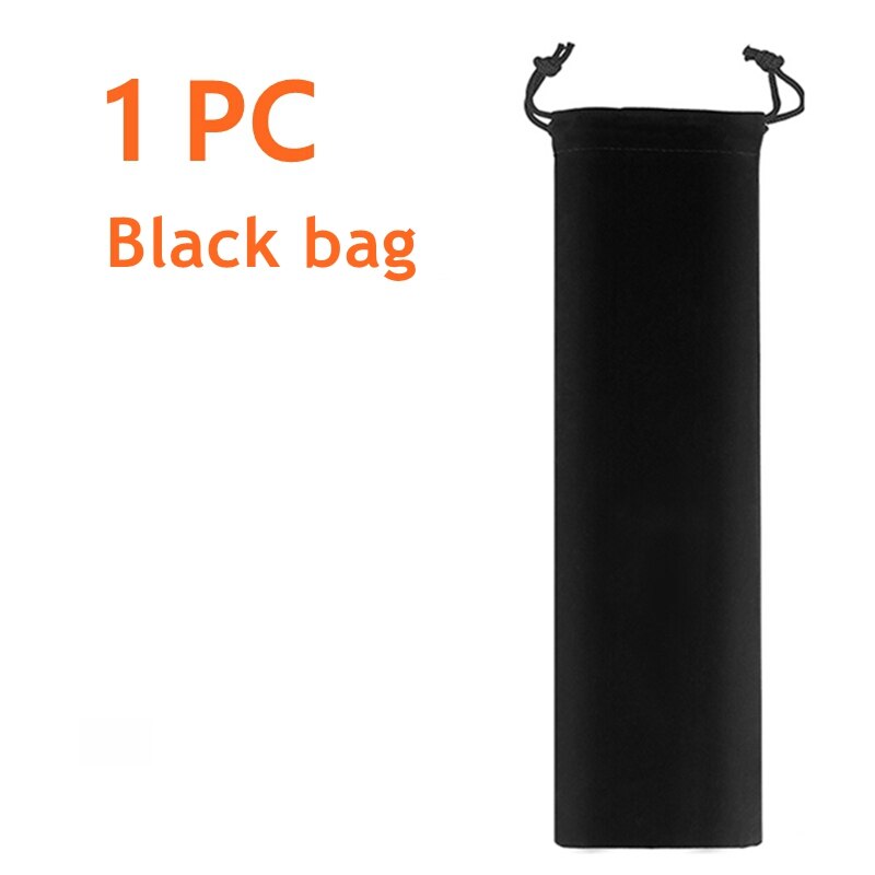 6*215Mm 10 Kleuren Milieuvriendelijke Herbruikbare Metalen Rietjes Set 304 Rvs Rietje Cocktail Party Favor Bar accessoire: 1PC Black Bag