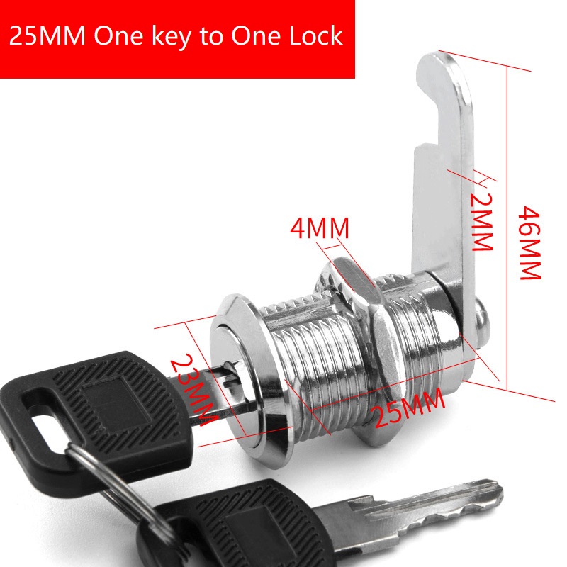 Cam Lock File Cabinet/Cargo Cabinet/Drawer Cabinet Lock with 2 Keys Lock Furniture Hardware Door Cabinet Lock Desk Letter Box: 25mm Single Open