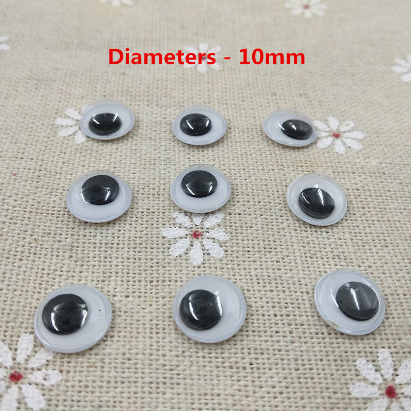 500pcs/lot Googly Eyes Stems Pompom Mixed Self-adhesive Eyes Glue On DIY For Toys Dolls Wiggly Eyeballs Scrapbooking Accessor: 10mm 500pcs