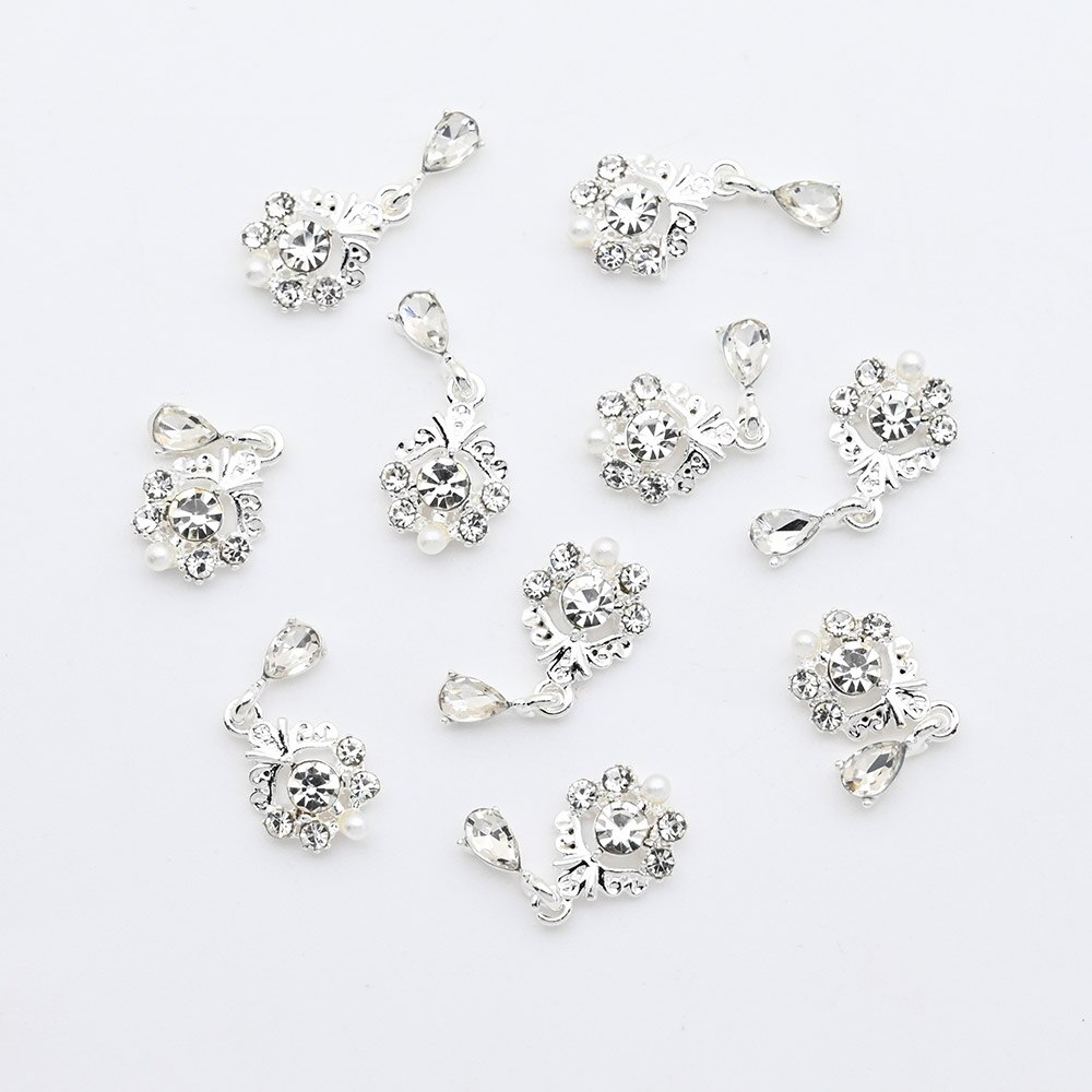 10pcs-Heart Jewelry Nail Dangle Charms Angel With Pearls+Rhinestones Decors For Acrylic Nails 18 Manicure Decorations #F2: JE0755
