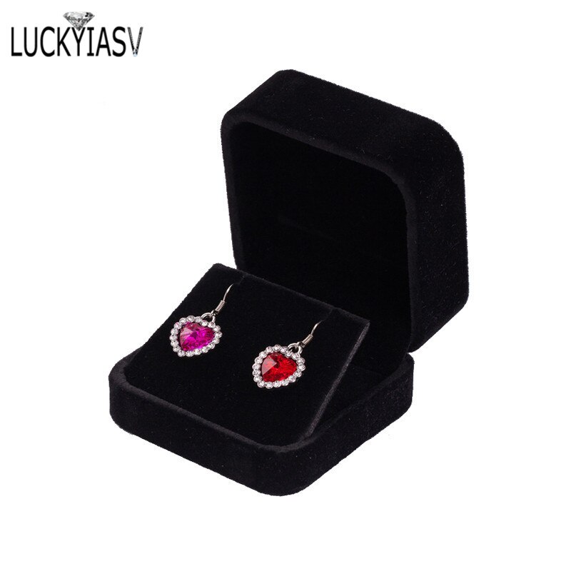 Flip Cover Sieraden Opbergdozen Oorbellen Hanger Sieraden Doos Fluwelen Case Oorbellen Plastic Display Box 7*7*4cm