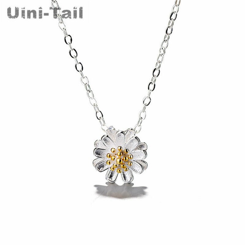 Collar uini-tail clásico de Plata de Ley 925, y minimalista con pequeñas margaritas y flores para el sol, con dije de crisantemo, moderno, pequeño GN331