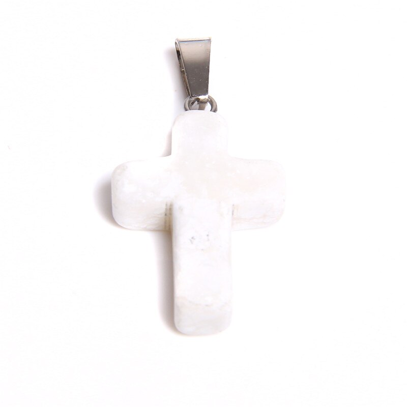 1pc cross natural stone pendants faith quartz crystal pendants jewelry handmade cross pendants jewelry bulk DIY: 2 White stone