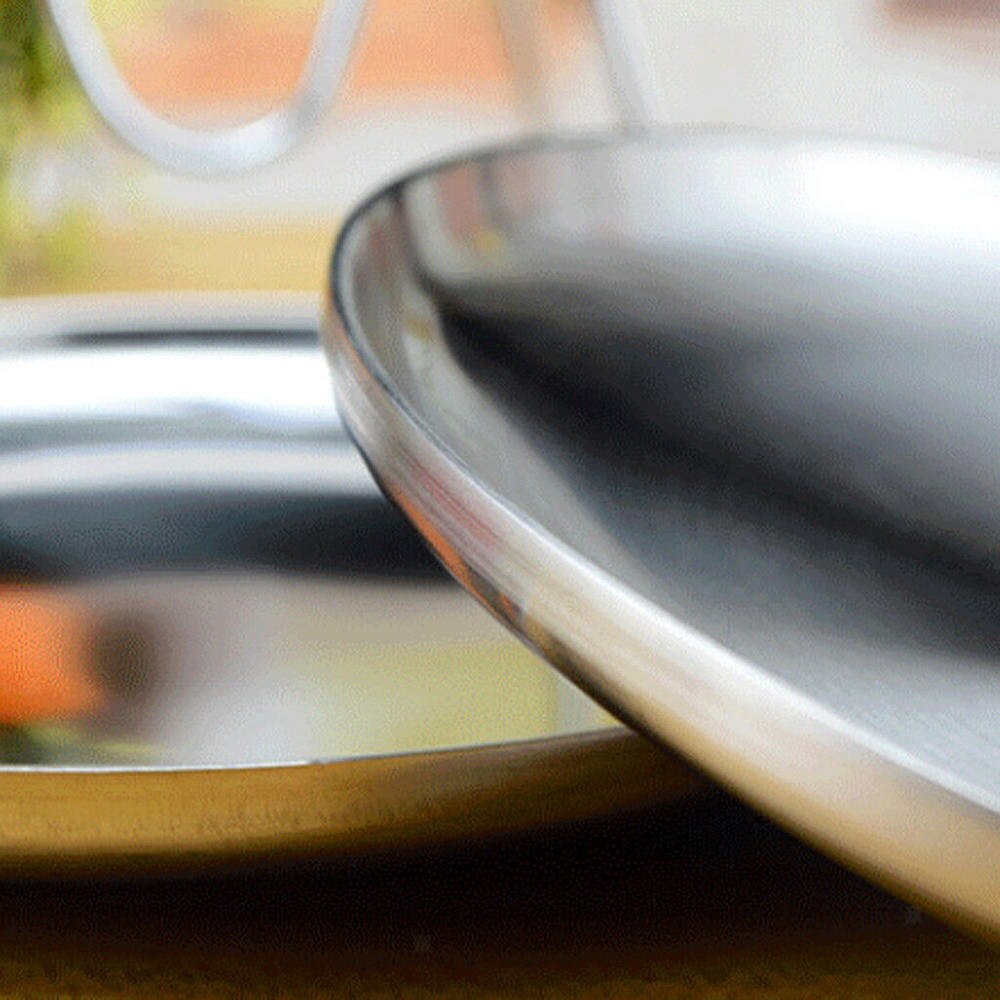 Stainless Steel Flat Dish Plate Double Insulated Thick Buffet Platter for BBQ Dish Plates
