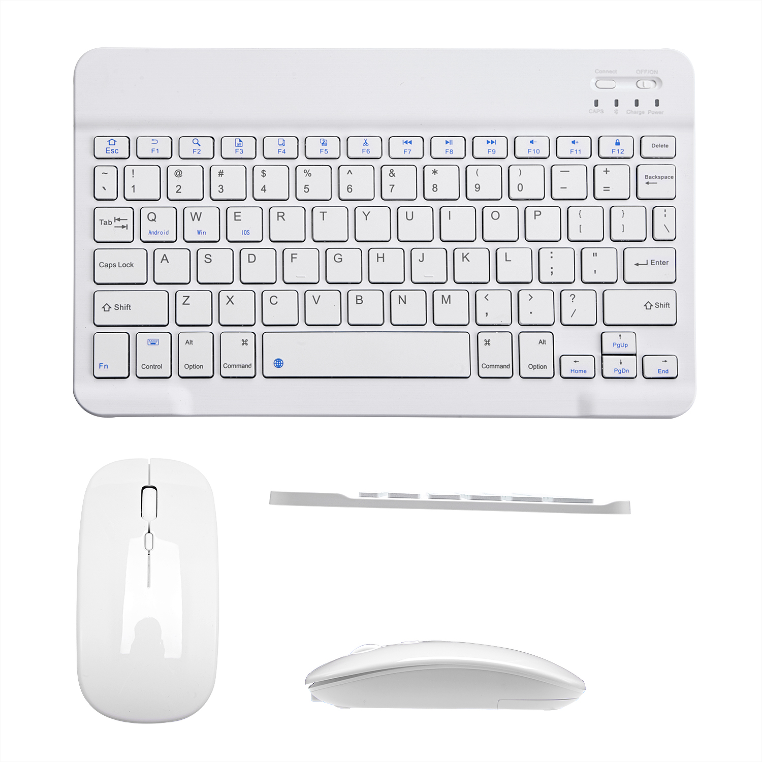 Mini Wireless Keyboard Bluetooth Keyboard For ipad Phone Tablet Rechargeable keyboard For Android ios Huawei Samsung Xiaomi: 10in-White-Set