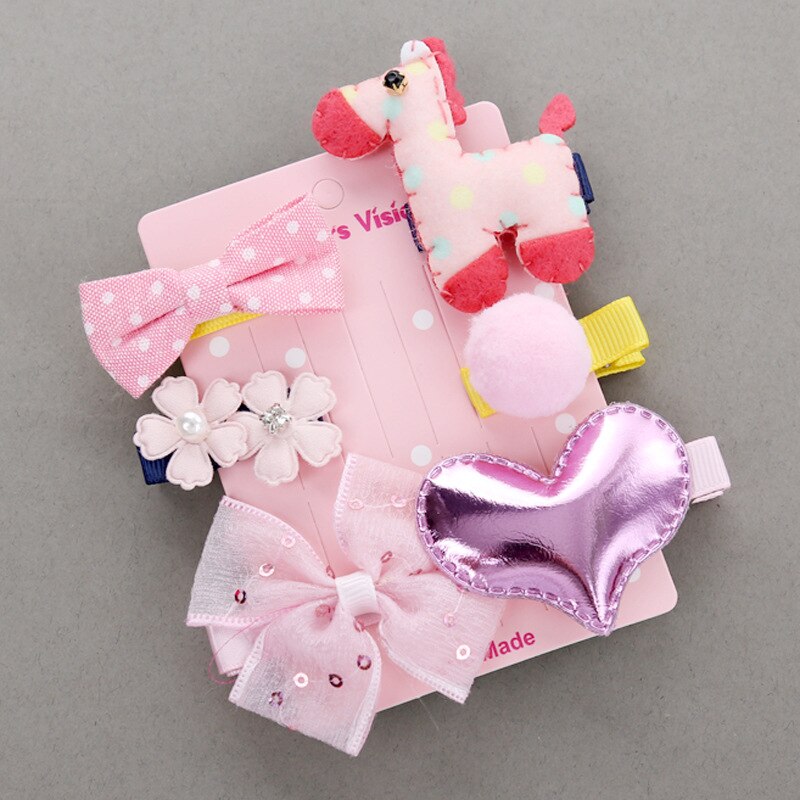 6pc Headwear Set Toys For Girls Children Accessories Ribbon Bow Hair Clip Hairpins Girl Princess Hairdress Beauty & Toys