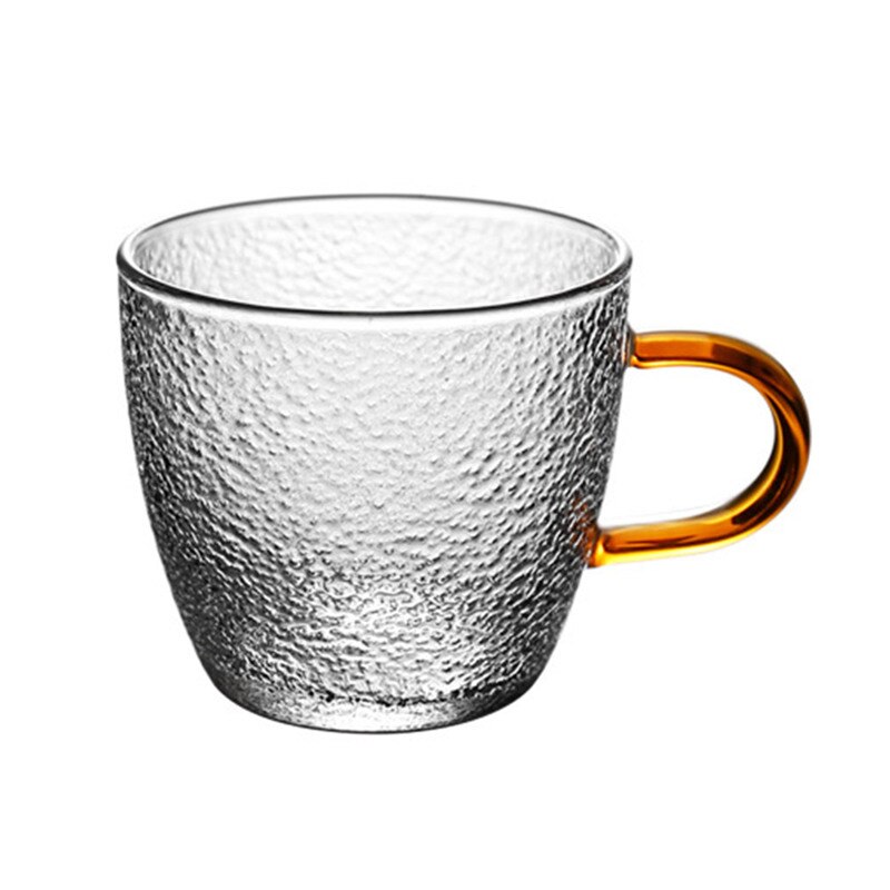 Te kaffemugg värmebeständig hammare snapsglas kaffekoppsset handgjord ölmugg teglas whiskyglasmuggar drinkware: 1 gult handtag 140ml