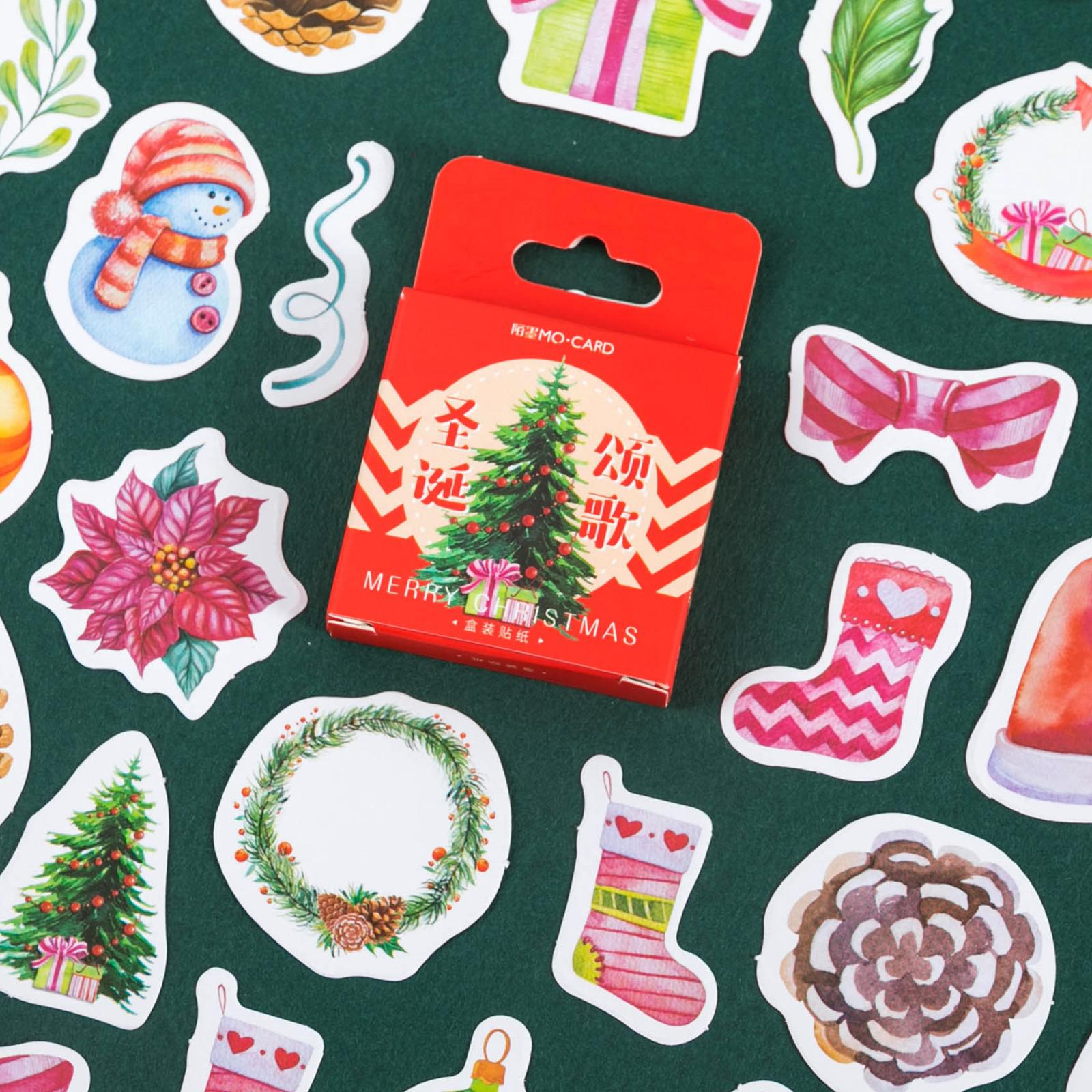 45pcs/pack Kawaii Paper Sticker Set Cute Decorative Stickers Christmas Tree Santa DIY Label for Art Craft Scrapbooking Album: D