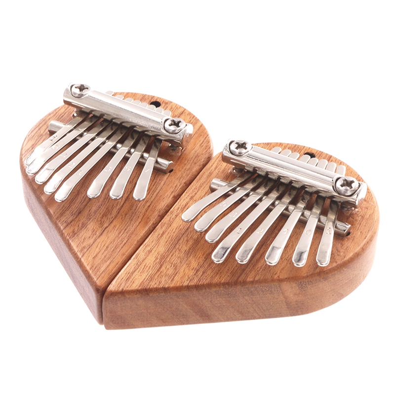 8 Key Mini Kalimba Solid Wood Half Heart Portable Finger Piano Marimba Pendant For Musical Accessory: salmon