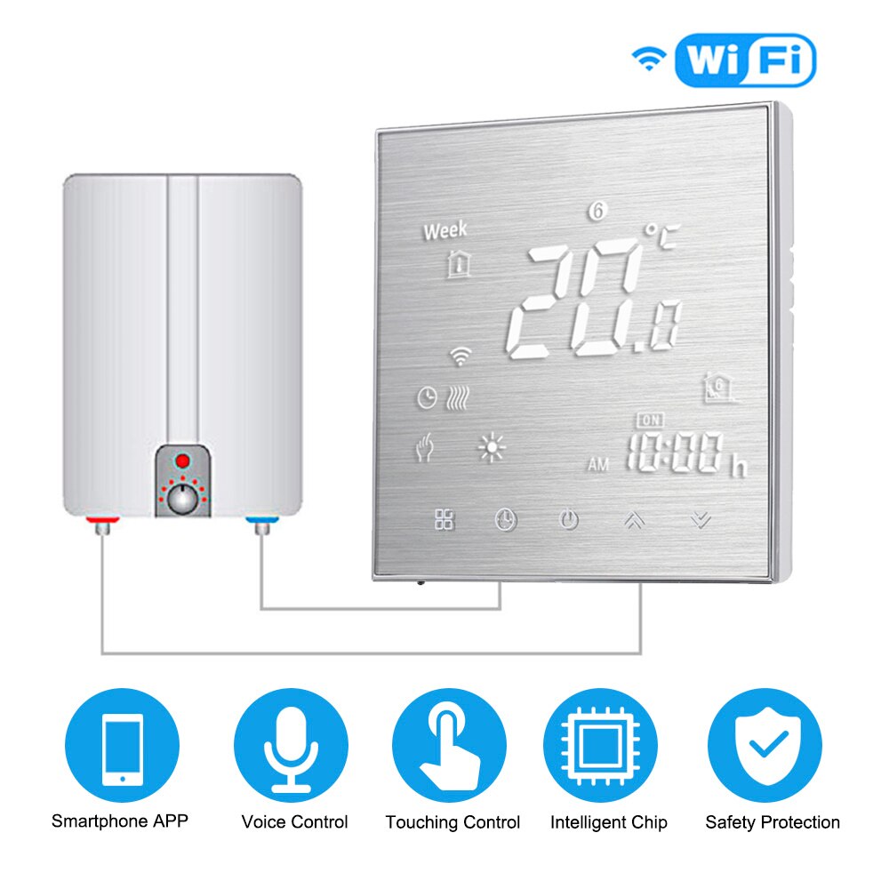 Thermostats Digital Water/Gas Boiler Heating Thermostat WiFi Voice Control Touch screen Home Room Temperature Controller: Al with wifi