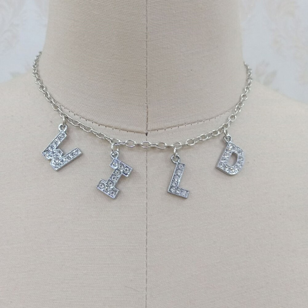 Harajuku Lettera di Cristallo di Angelo Della Collana Dei Monili Delle Donne di Coppia Collana Regalo di MIELE bambino girocollo Femme punk collier navata di Goccia: 7