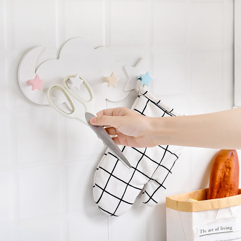 Crochet magique de porte sans clou, nouvelle décoration de crochet de porte de salle de bains à colle forte colorée de nuage de dessin animé