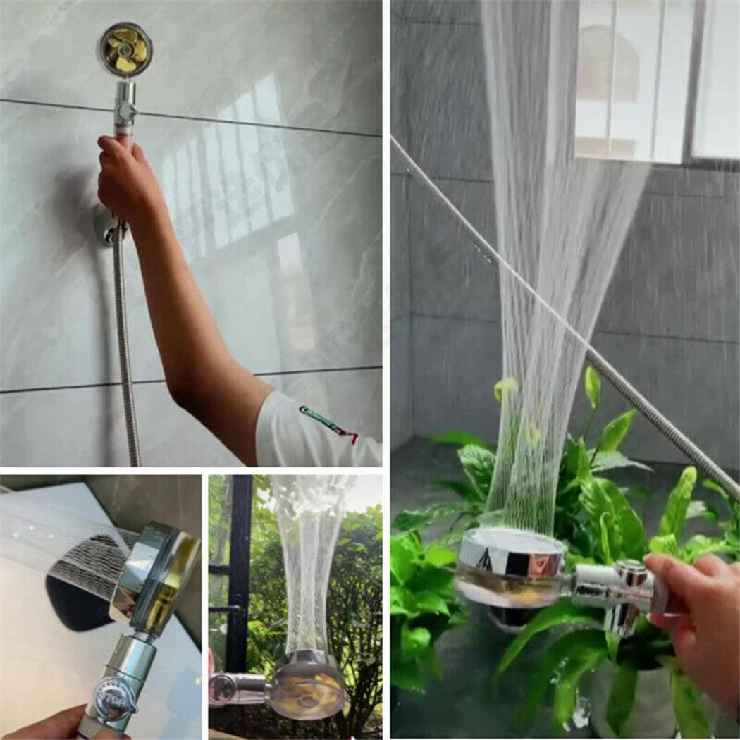 Douchekop Water Saving Flow 360 Graden Roterende Met Kleine Ventilator Abs Regen Hoge Druk Sproeikop Badkamer Accessoires