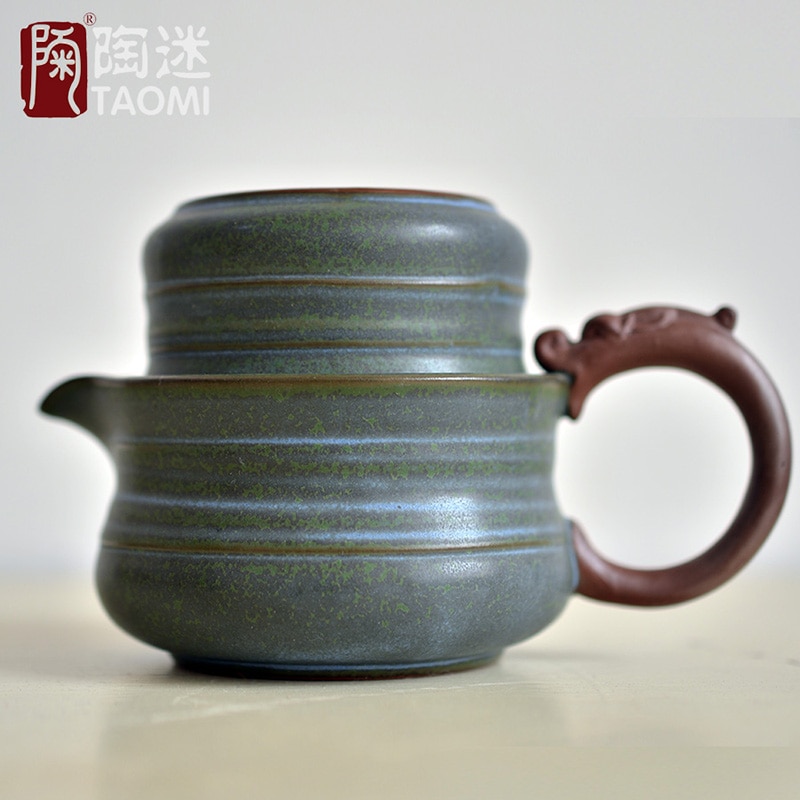 [grandness] teservis inkluderar 1 kanna 1 kopp resor te-servis bärbar vintage grov keramik kanna kopp japansk stil tekanna keramik
