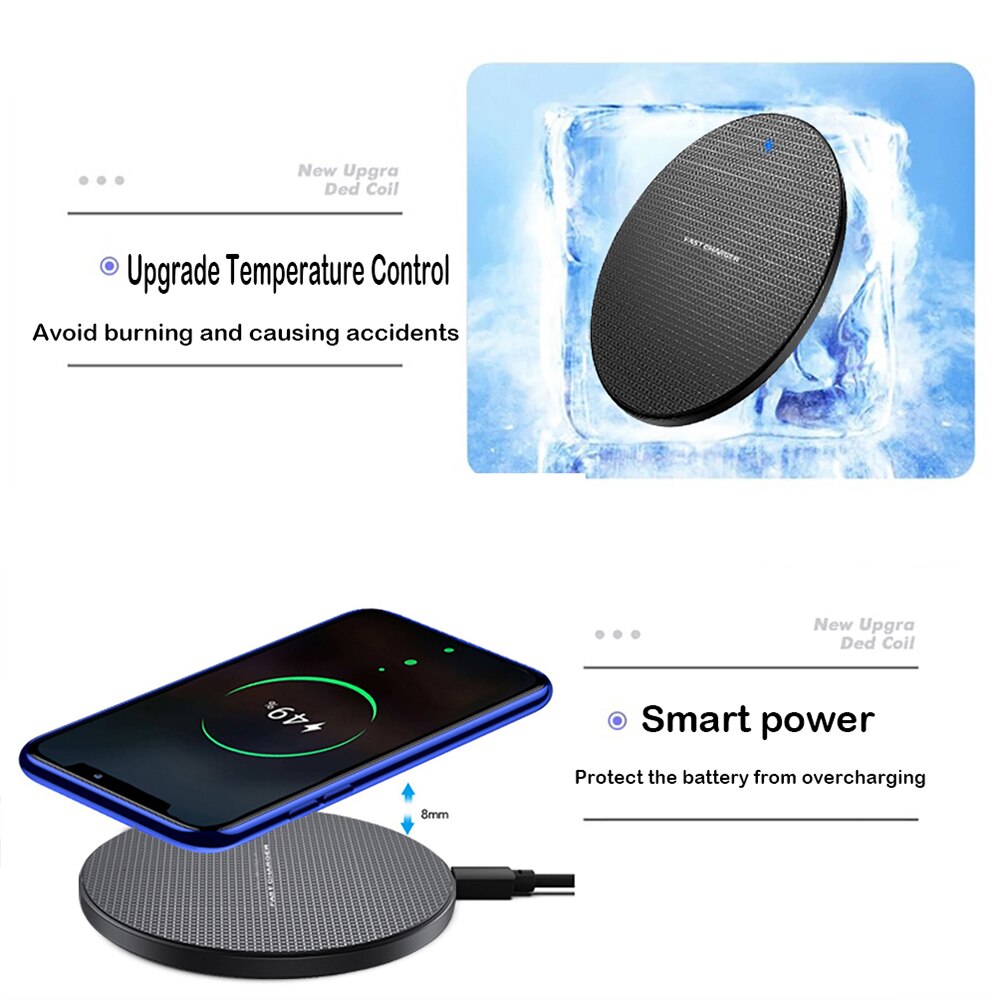 Wireless Charger for Samsung Galaxy S8 9 Note Buds QI Smart Charging - for iPhone XS XR MAX Airpods and HUAWEI Mate RS