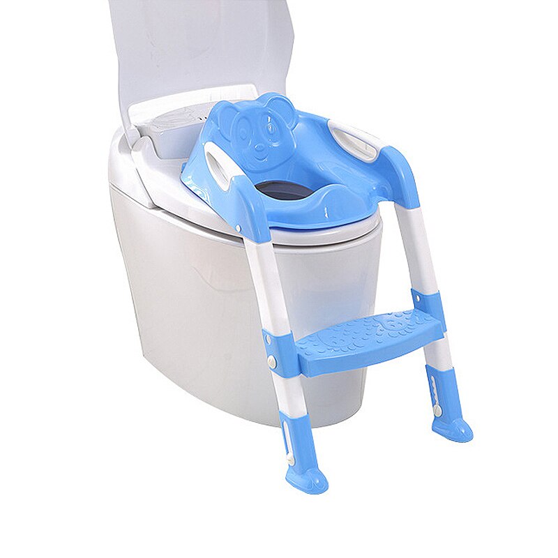 Multifunktionelt skridsikkert fortykkende børnefoldelig baby potte spædbørn børne toilet træningssæde med justerbar stige: Blå